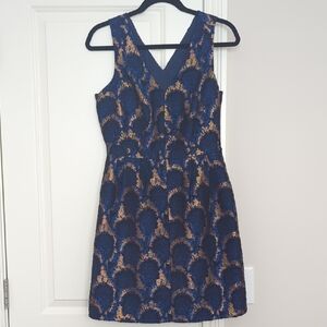 J. Crew Navy and Gold Mini Dress